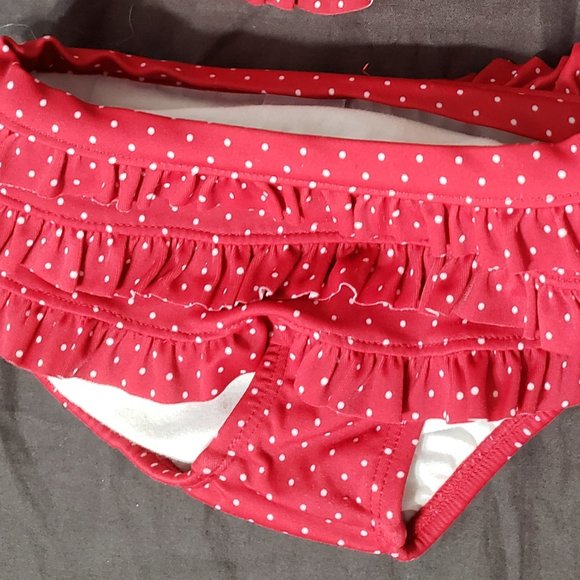 Two-Piece Swimsuit Polka Dot Gymboree 6-12 Month 2 Piece Red Cherry - Picture 3 of 3